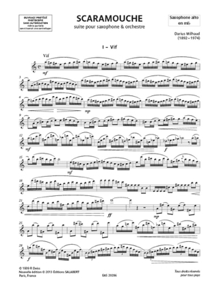 Scaramouche - MILHAUD - Partition - Saxophone
